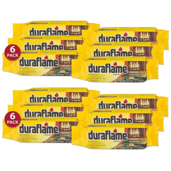 Duraflame 4.5 Pound 3 Hour Long Burn Time Indoor Outdoor Quick Light Fire Log for Camping, Firepits, Bonfires, and Fireplaces (12 Pack)