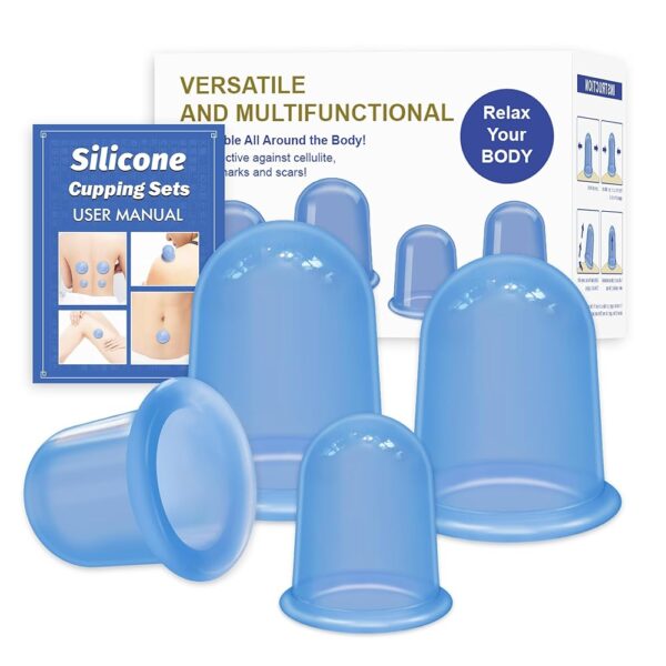 ELERA Silicone Cupping Therapy Sets, Cellulite Reduction Vacuum Cup - Cupping Kit for Massage Therapy (4 Cups)