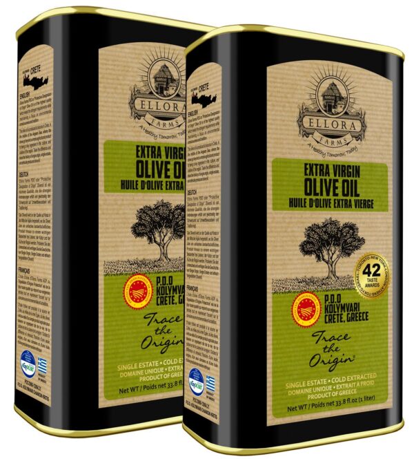 Ellora Farms Single Estate Traceable Extra Virgin Olive Oil 1 Liter PDO Tins | 2 Pack