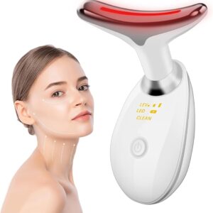 Face and Neck Massager, 7 Color LED Facial Beauty Device, Portable Skin Care Tools for Home Use,White