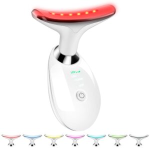 Face and Neck Massager Tool, 7-in-1 Color Red-Light-Therapy Wand for Skin Care, White