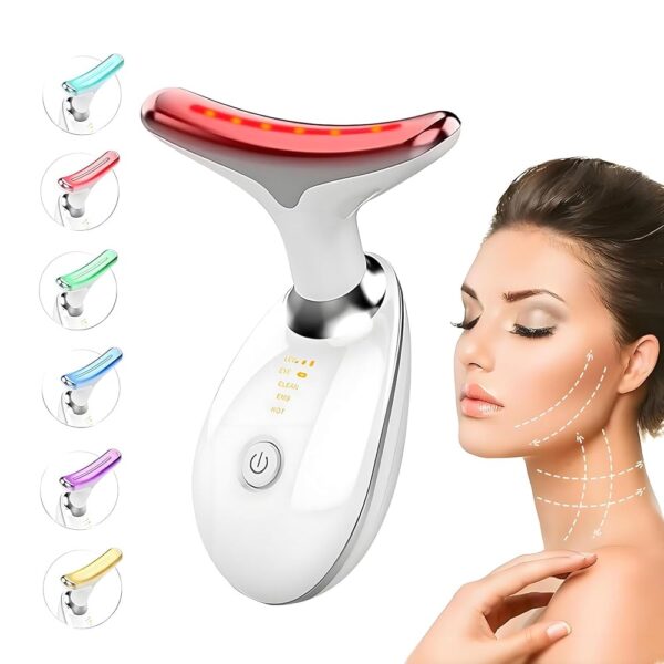 Facial and Neck Massager Red Light for Face Beauty 7 in 1 Color Led Facial Sculptor Device Neck Chin Sculptor Lifting Device Face Vibrating Massager Tool Wrinkle Remover