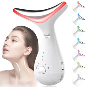 Facial Massager for Face and Neck, HUGCATY 7-in-1 Led Facial Sculptor - Face Sculpting Tool with 7-Color-Led-Light-Therapy for Neck and Face Lifting