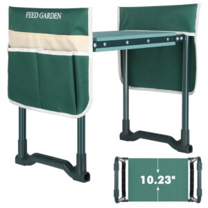 FEED GARDEN Garden Kneeler and Seat, Garden Stool with 10" Wide Soft Kneeling Pad, Heavy Duty Gardening Bench Chair with 2 Tool Pouches, Gardening Gifts for Women Seniors Women...