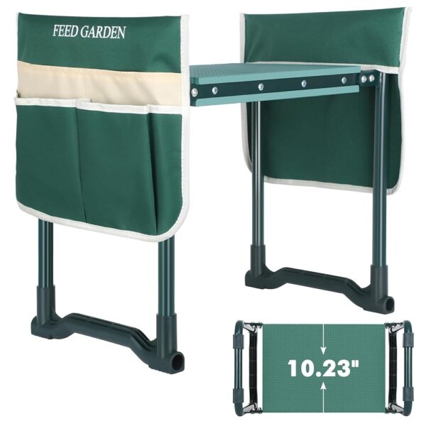 FEED GARDEN Garden Kneeler and Seat, Garden Stool with 10" Wide Soft Kneeling Pad, Heavy Duty Gardening Bench Chair with 2 Tool Pouches, Gardening Gifts for Women Seniors Women...
