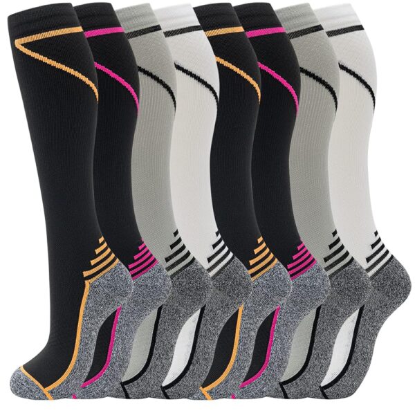 fenglaoda 8 Pairs Compression Socks for Men & Women 20-30 mmHg Knee High Nurse Pregnant Running Medical and Travel Athletic