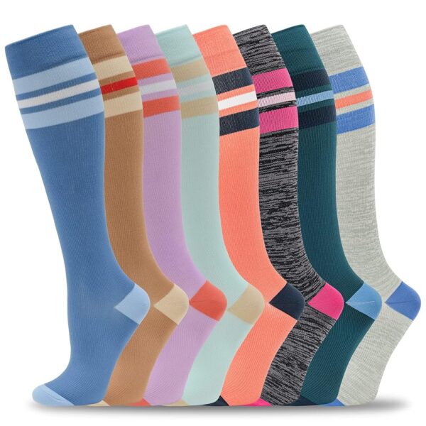 fenglaoda 8 Pairs Compression Socks for Men & Women 20-30 mmHg Knee High Nurse Pregnant Running Medical and Travel Athletic