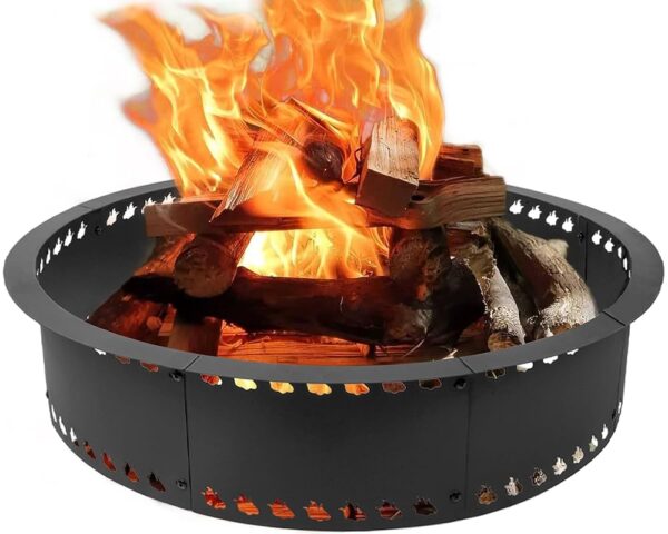 Fire Pit Ring 31inch Fire Ring for Outside Fire Pit,Large Round Smokeless Firepit Insert,DIY Fire Rings for Outside Wood Burning Above or In-Ground Camping Firepit Ring for...