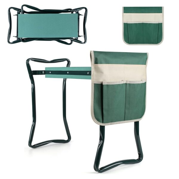 Foldable Garden Kneeler and Seat, Gardening Bench for Kneeling and Sitting Garden Stools, Garden Helper Seat with Tool Pocket, Eva Soft Foam Pad for Kneeling and Seating,...