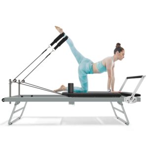 Foldable Pilates Reformer Machine with Adjustable Resistance – at Home Pilates Reformer Set for Full-Body Workouts, Ideal Reformer Pilates Equipment for All Fitness Levels