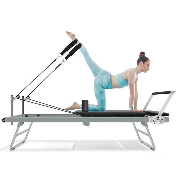 Foldable Pilates Reformer Machine with Adjustable Resistance – at Home Pilates Reformer Set for Full-Body Workouts, Ideal Reformer Pilates Equipment for All Fitness Levels