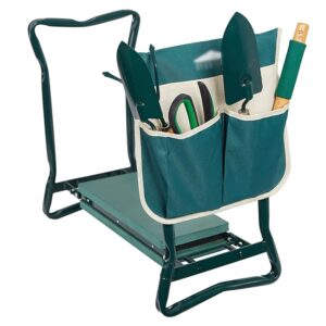 Folding Garden Kneeler Seat Portable Bench Stool with Soft Kneeling Foam Pad and Tool Pouch for Gardening,Fishing