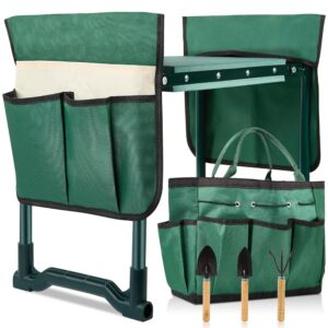 Garden Kneeler and Seat, 2-in-1 Garden Stool with 10" Wide Soft Knee Pads, Heavy-Duty Foldable Gardening Bench Chair with 2 Tool Pouches, Gardening Gifts for Women Men Seniors Mom