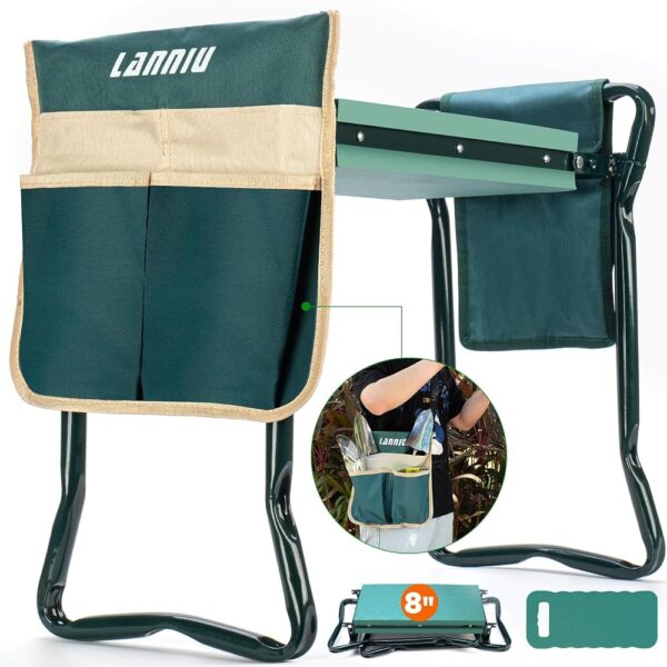 Garden Kneeler and Seat, Foldable Garden Stool, Heavy Duty Garden Chair for Kneeling and Sitting, Gardening Gifts for Women, Grandparents, Seniors, Mom & Dad