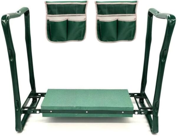 Garden Kneeler and Seat Heavy Duty, Garden Kneeling Bench with Handles and 2 Big Tool Bags, Outdoor 2 in 1 Garden Stool for Seniors, Gardening Gifts for Women Mom Men Seniors