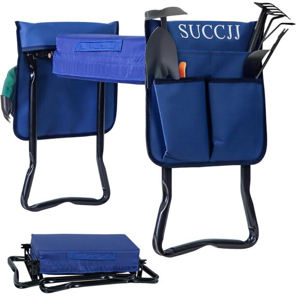 Garden Kneeler and Seat Heavy Duty,Gardening Stools and Seats for Seniors,Garden Seat and Kneeler Foldable Kneeling Bench with 2 Tool Pouches,Extra Wide Garden Bench for...