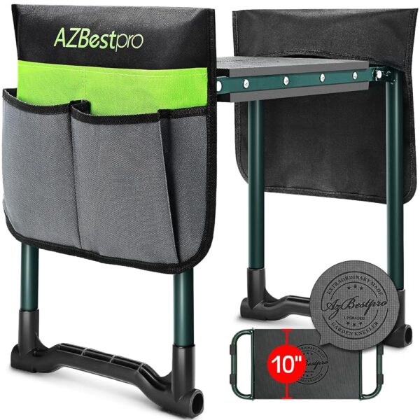 Garden Kneeler and Seat Heavy Duty, Upgraded Foldable Gardening Stool - Widened to 10" Stable Wear-resistant Prevent Knee and Back Pain, Beautiful Logo high-end 2 Large Tool...