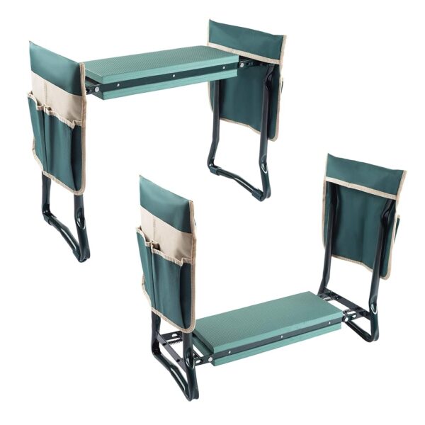 Garden Kneeler and Seat - Kneeling Pad Garden Stool with Tool Pouches - Gardening Gifts for Mom, Dad, Seniors, or Grandparents by Pure Garden (Green)
