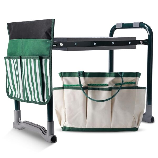 Garden Kneeler and Seat with Upgraded Widened 10 Inch Thick Kneeling Pad,Garden Kneeler Stool Heavy Duty,Folding Garden Chair, Bench Stool with 2 Tool Pouches Gifts for Parent