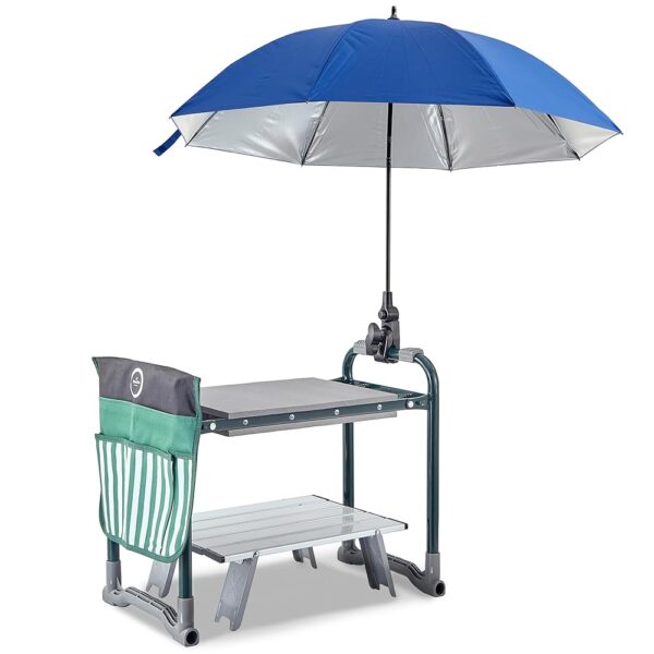 Garden Kneeler Seat Bench-Foldable-Saves Your Back and Knees! Extras Included-SunShade Umbrella (Patented), Wide EVA Foam Pad (10.2"), Folding Table, Potting Mat. Great gift for...
