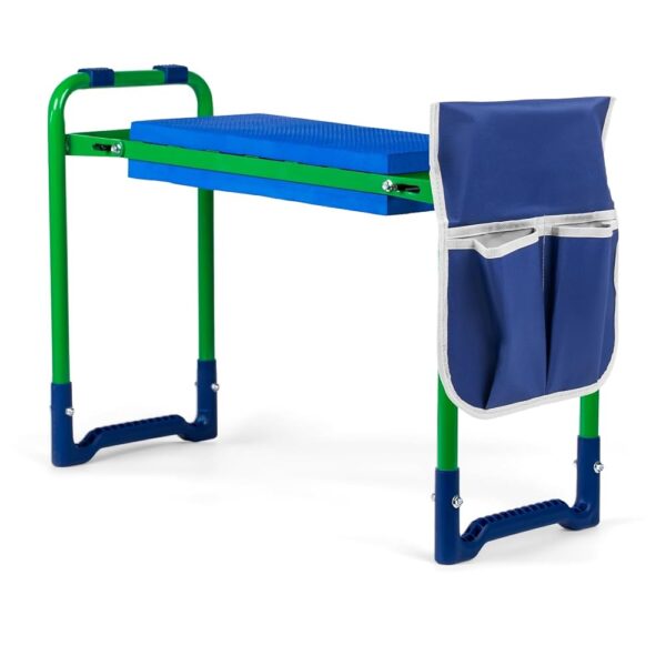 Heavy Duty Garden Kneeler and Seat, Convertible 2-in-1 Design with Thick EVA Cushion & Large Tool Bag, Support for Knee & Back Pain Relief, Durable Gardening Stool for Weeding,...