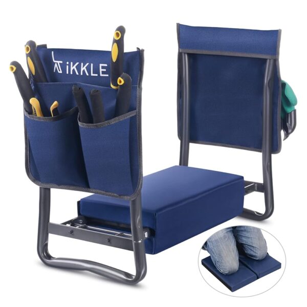 ikkle Heavy Duty Garden Kneeler Seat Garden Kneeling Bench, Gardening Stool, Thicker Wider Soft Detachable Kneeling Pad, Garden Gift for Women Men Christmas (Hold 330lbs/150kg)
