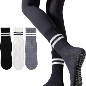 Irisbear Womens Pilates Socks with Grips Non Slip Yoga Socks Barre Gym Athletic Grippy Socks for Women