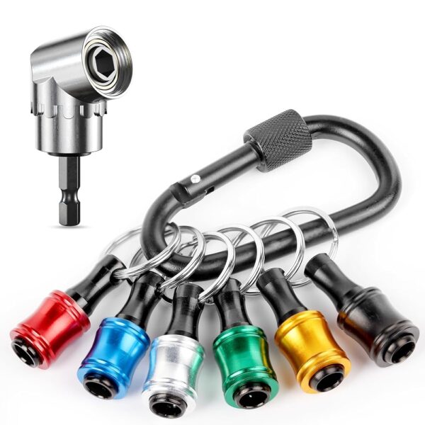 Katerk Bit Holder Key Chain Cool Gadgets, Gifts Drill Bit Holder, 1/4 Hex Bit Holder for Impact Driver, w/Cool Stuff Right Angle Drill Attachment for Household Workplace Industry