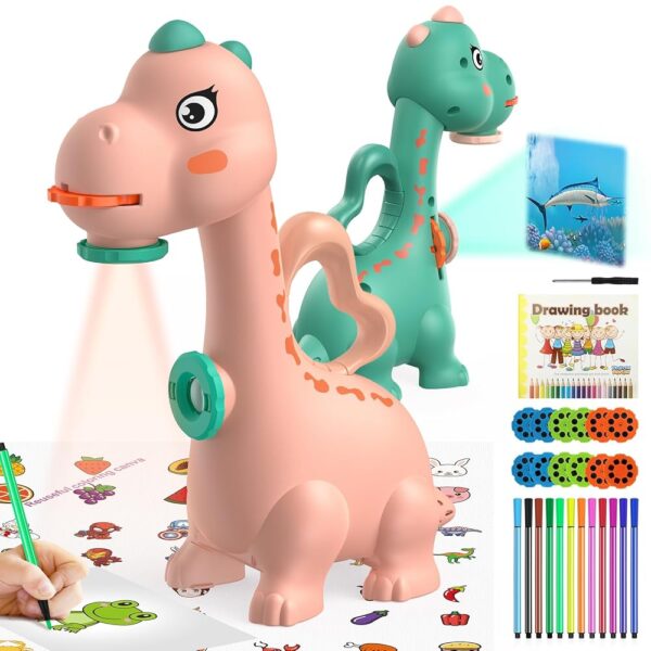 KETIEE Dinosaur Drawing Projector Toys for Ages 5-7 Tracing and Drawing Projector for Kids with Two Projector Heads, Smart Art Sketcher Projector with 96 Stencils, Toddler Toys...