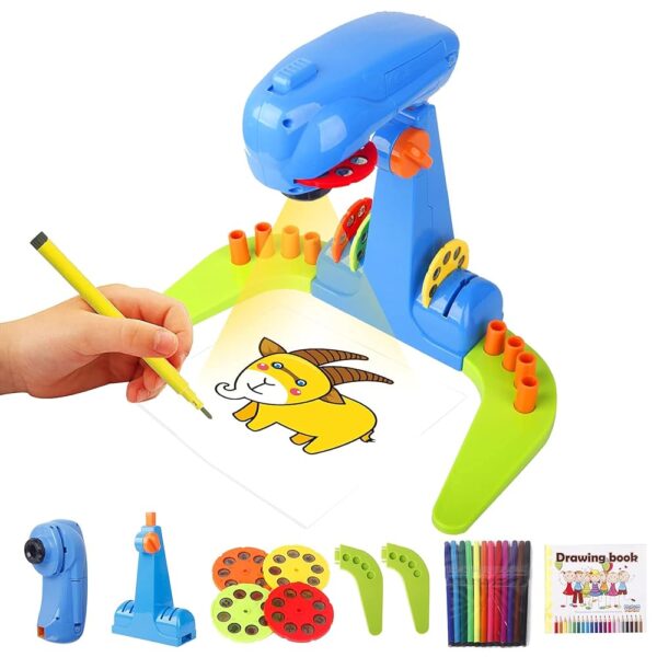 Kids Projection Drawing Sketcher,Smart Drawing Projector Toy,with 32cartoon patters and 12color Brushes,Adjustable Drawing Pattern Size, Smart Art Sketcher Projector 2.0, Kid...