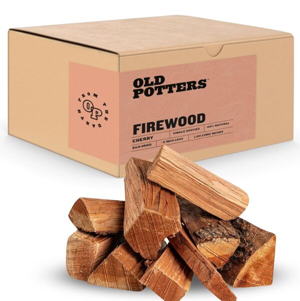 Kiln Dried Firewood - Cherry, 1100 Cu. in, 16-18 Logs ~ 8" x 2.5" Logs. Solo Stove and Cooking Wood for Grilling, Smoking, and Firepits, Cherry.