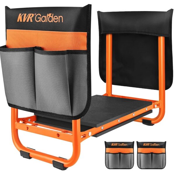 KVR Garden Kneeler Seat Heavy Duty, 2024 Upgraded Garden Bench Widened 10.2", Anti-Rust & Anti-Wear, Foldable Gardening Stool Prevents Back Pain Knees, Gift for Women Men,...
