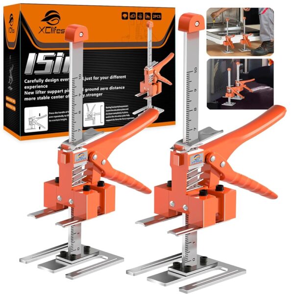 Labor Saving Handle 2 Pack,15 In Construction Jack, Wall Tile Locator, Multi-Function Height Adjustment Lifting Device, Door Panel Lifting Cabinet Jack,Raised 10 in,Dynamic Load...