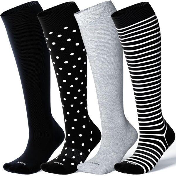 LEVSOX Viscose for Bamboo Compression Socks for Women&Men 20-30 mmHg Knee High Cute Support Socks for Nurses Pregnacy Travel