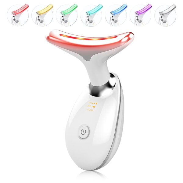 Light Based Multifunctional Facial Massager, 7 Color Portable Face Massager Tool for Skin Care, Glossy White