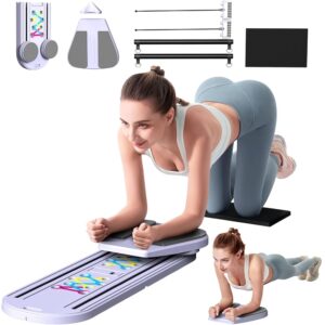 Maksone Pilates Board, Foldable Reformer Training Set, 6-in-1 Versatile Kit with Auto-Rebound Ab Roller, Home Core Workout Equipment, Tone Your Abs and Achieve a Sleek Figure