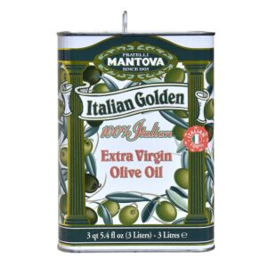 Mantova Italian Golden Extra Virgin Olive Oil 102 oz - Premium Authentic Italian EVOO Cold-Pressed, 100% Italian Grown Olives, Rich Flavor, Ideal for Cooking and Dressings