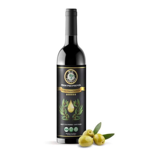 M.G. PAPPAS High Polyphenol Rich Olive Oil - New Harvest - Extra Virgin Olive Oil Polyphenol Lab Report 714mg/kg - Cold Pressed & Unfiltered - High Hydroxytyrosol Greek Olive...