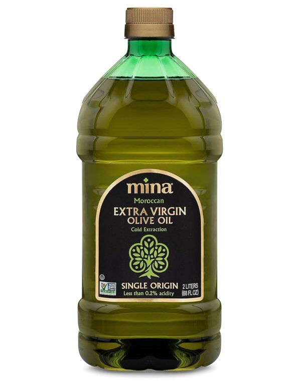 Mina Olive Oil Extra Virgin 68 Fl Oz, New Harvest, Polyphenol Rich Olive Oil for Cooking, Moroccan Extra Virgin Olive Oil, Single Origin Olive Oil, Cold Extraction, Less than...