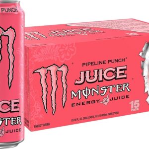 Monster Energy Juice Pipeline Punch, Energy + Juice, Energy Drink, 16 Ounce (Pack of 15)