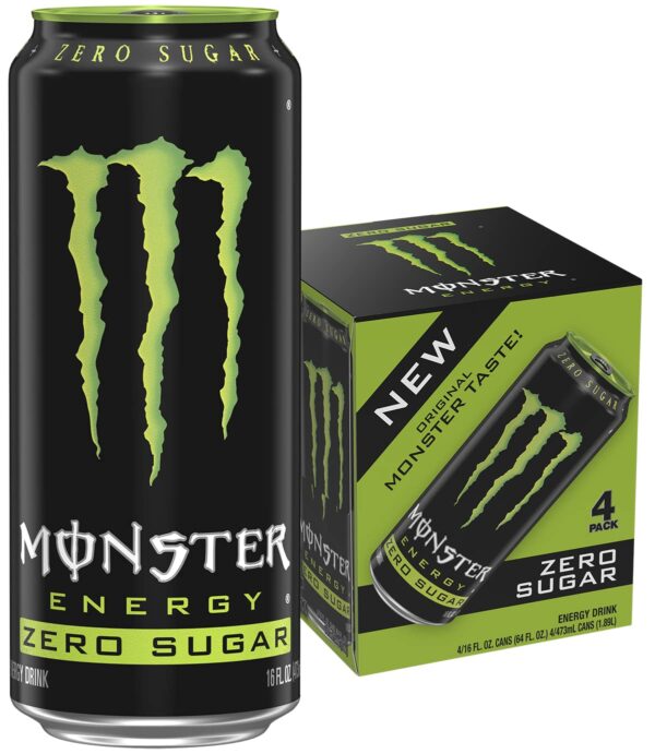 Monster Energy Zero Sugar, Low Calorie Energy Drink, 16 Ounce, 4 Pack