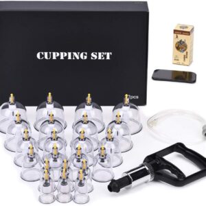 MUCHOO Cupping Set Professional Chinese Acupoint Cupping Therapy Sets Portable, Suction Hijama Cupping Set with Vacuum Magnetic Pump Cellulite Cupping Massage Kit 22-Cup