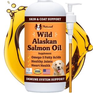 Natural Dog Company Wild-Caught Salmon Oil for Dogs (16oz) with Pump, Omega 3 Fish Oil Supplement for Joint Health, Skin & Coat, Dog Food Topper with Essential Fatty Acids, Dog...