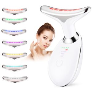 Neck Face Massager, 7- in -1 Multifunctional Facial Massager, Face Sculpting Tool for Skin Care, at-Home Face Tool with Vibration and Thermal, White