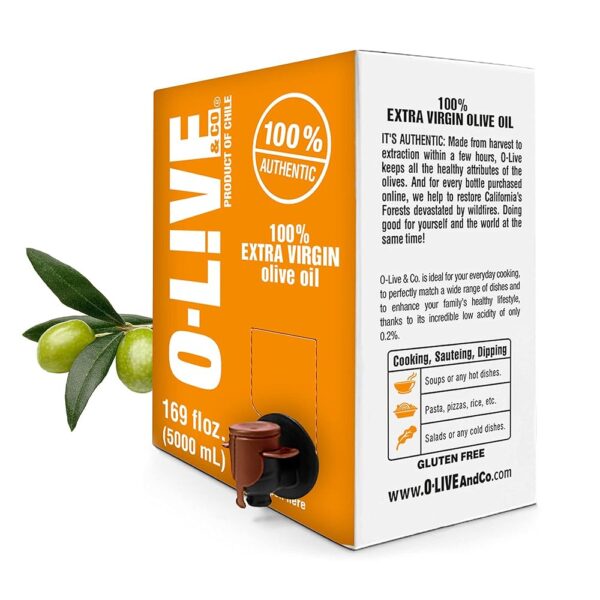 O-Live & Co. - Extra Virgin Olive Oil - Bulk - Smooth Mild and Fruity Flavor - First Cold Pressed - Estate Grown and Bottled - Perfect for Salad Dressings, Marinades, Sauteing,...