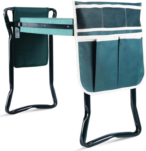 Ohuhu Garden Kneeler and Seat, Heavy Duty Garden Stool with EVA Foam Kneeling Pad, Foldable Gardening Bench with 2 Tool Pouches, 2-in-1 Portable Gardening Supplies, Idea Gifts...