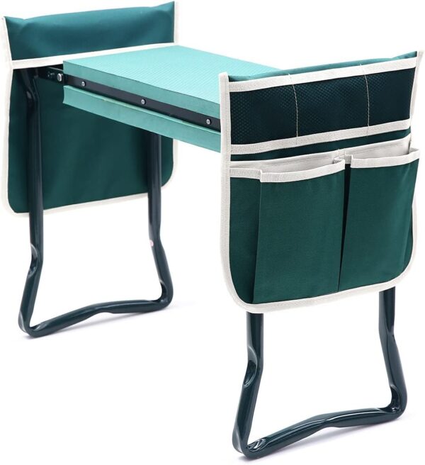 Ohuhu Garden Kneeler and Seat Heavy Duty, Upgraded Gardening Stool with Thicker and Wider EVA Foam Kneeling Pad Foldable Garden Bench with 2 Large Tools Pouches, Gifts for Women...