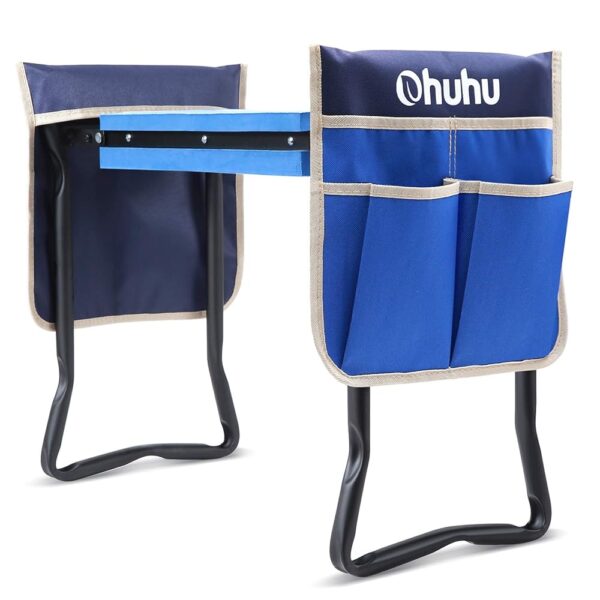 Ohuhu Garden Stool Garden Kneeler and Seat, Foldable Gardening Bench Heavy Duty with Thicker Wider Kneeling Pad 2 Large Tool Pouches Gifts for Women Men Gardener Parents Elders...