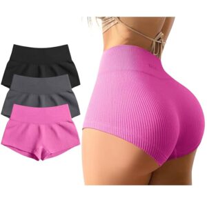 OQQ Women 3 Piece Yoga Shorts Sexy High Waist Booty Stretch Workout Exercise Hot Shorts