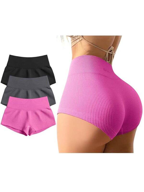 OQQ Women 3 Piece Yoga Shorts Sexy High Waist Booty Stretch Workout Exercise Hot Shorts